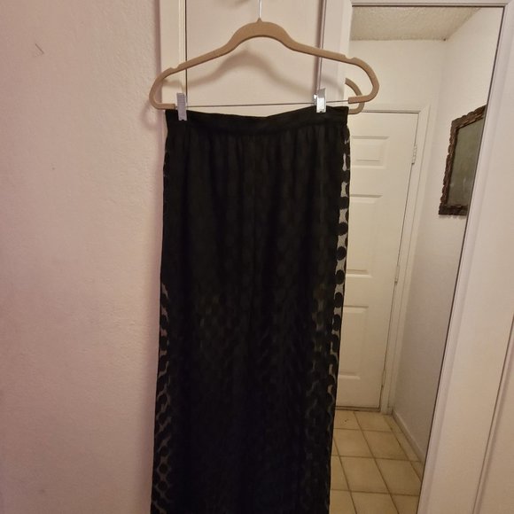 Forever 21 Black Sheer Polka Dot Maxi Skirt - Picture 2 of 5